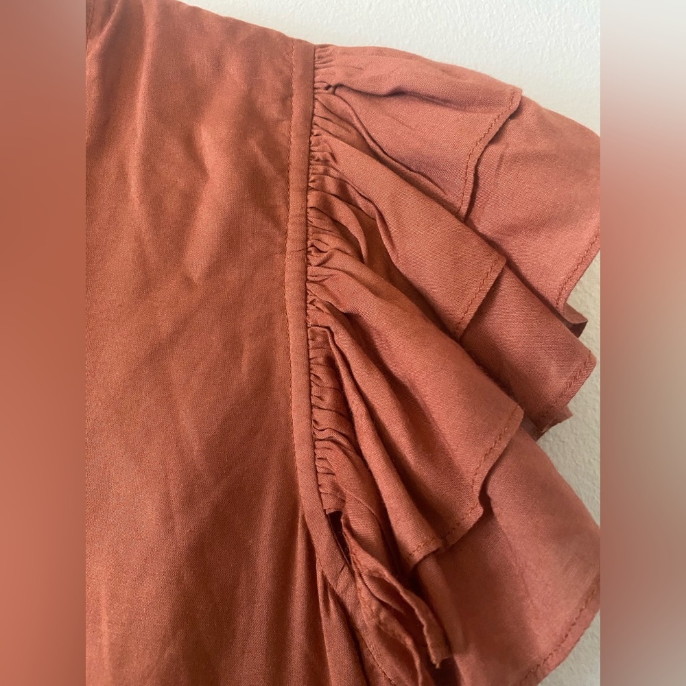 MWT Maria Stanley Elegant Ruffled Orange Dress size 0 - Picture 12 of 16